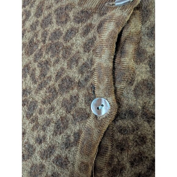 Alexandra Bartlett Petite Wool Cardigan Sweater PL Brown Animal Print Button-Up - Picture 3 of 7